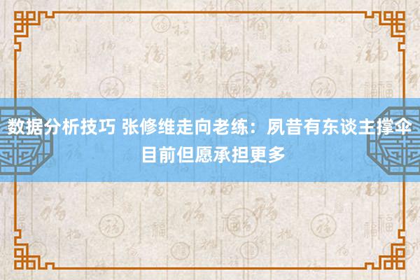 数据分析技巧 张修维走向老练：夙昔有东谈主撑伞 目前但愿承担更多