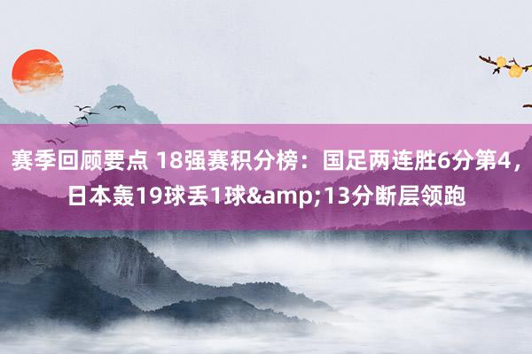 赛季回顾要点 18强赛积分榜：国足两连胜6分第4，日本轰19球丢1球&13分断层领跑