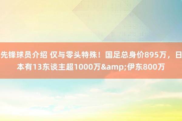 先锋球员介绍 仅与零头特殊！国足总身价895万，日本有13东谈主超1000万&伊东800万