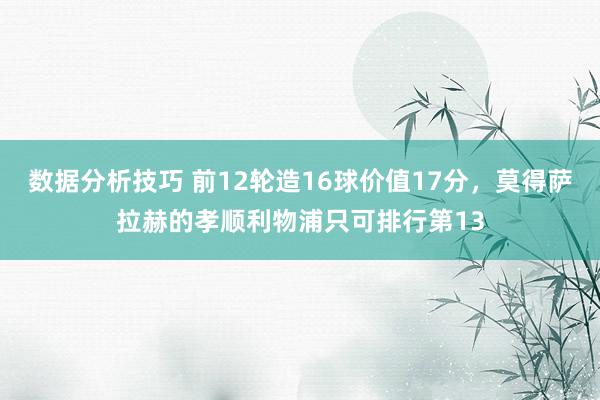 数据分析技巧 前12轮造16球价值17分，莫得萨拉赫的孝顺利物浦只可排行第13