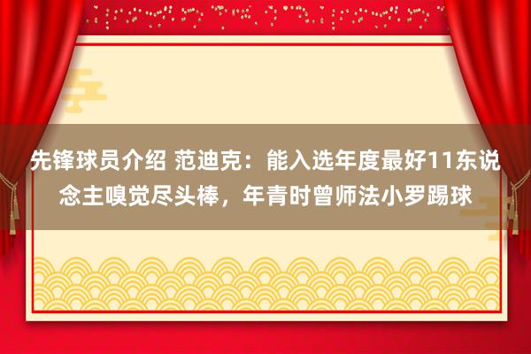 先锋球员介绍 范迪克：能入选年度最好11东说念主嗅觉尽头棒，年青时曾师法小罗踢球