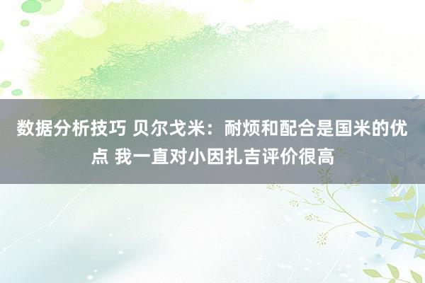 数据分析技巧 贝尔戈米：耐烦和配合是国米的优点 我一直对小因扎吉评价很高