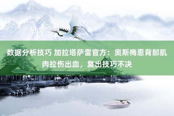 数据分析技巧 加拉塔萨雷官方：奥斯梅恩背部肌肉拉伤出血，复出技巧不决