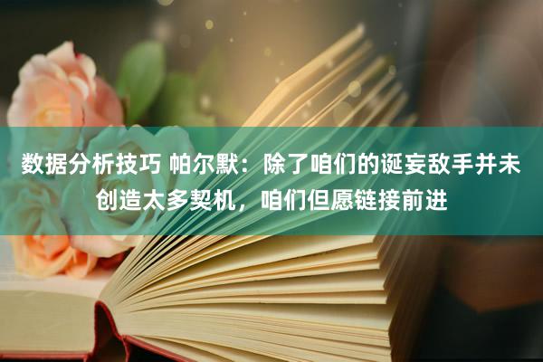 数据分析技巧 帕尔默：除了咱们的诞妄敌手并未创造太多契机，咱们但愿链接前进