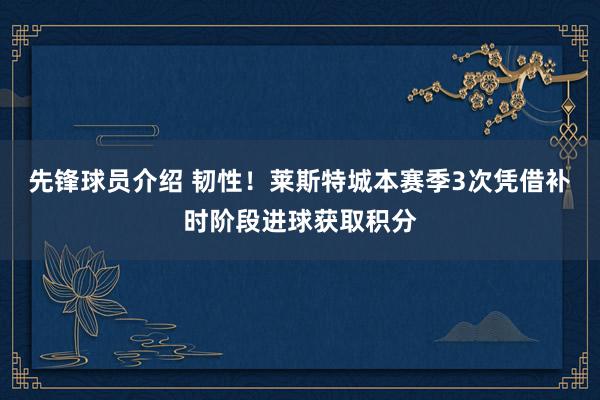 先锋球员介绍 韧性！莱斯特城本赛季3次凭借补时阶段进球获取积分