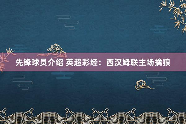 先锋球员介绍 英超彩经：西汉姆联主场擒狼