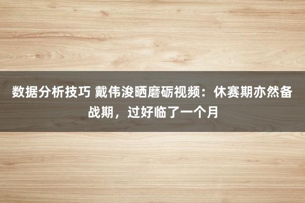 数据分析技巧 戴伟浚晒磨砺视频：休赛期亦然备战期，过好临了一个月