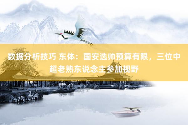 数据分析技巧 东体：国安选帅预算有限，三位中超老熟东说念主参加视野