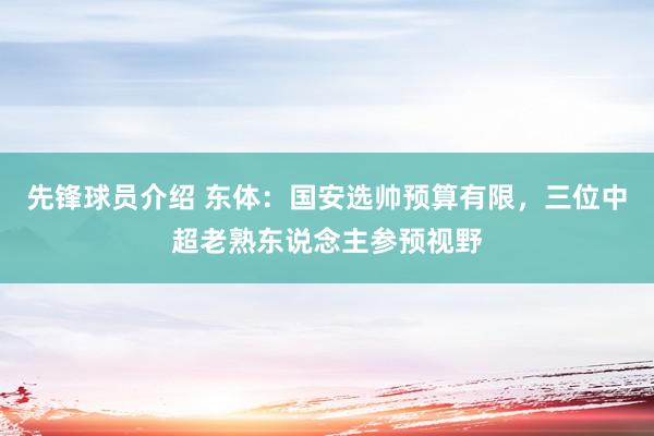 先锋球员介绍 东体：国安选帅预算有限，三位中超老熟东说念主参预视野