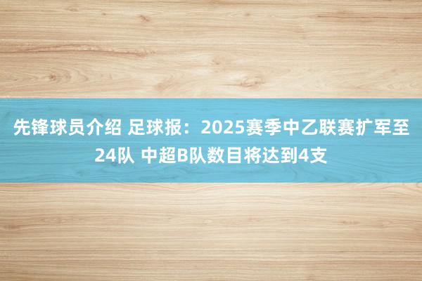 先锋球员介绍 足球报：2025赛季中乙联赛扩军至24队 中超B队数目将达到4支