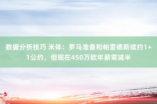 数据分析技巧 米体：罗马准备和帕雷德斯续约1+1公约，但现在450万欧年薪需减半