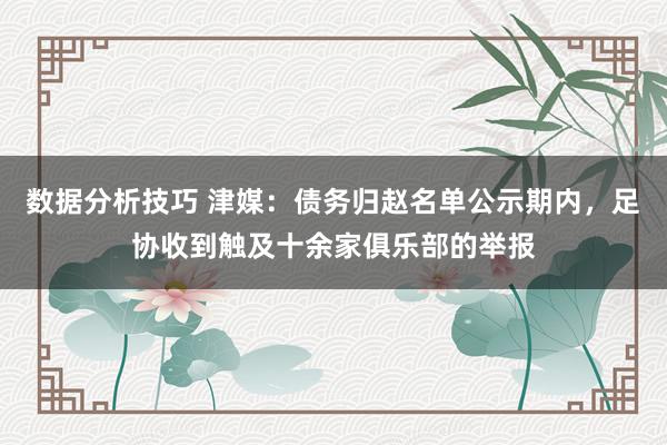 数据分析技巧 津媒：债务归赵名单公示期内，足协收到触及十余家俱乐部的举报