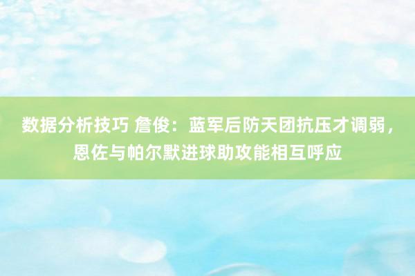 数据分析技巧 詹俊：蓝军后防天团抗压才调弱，恩佐与帕尔默进球助攻能相互呼应