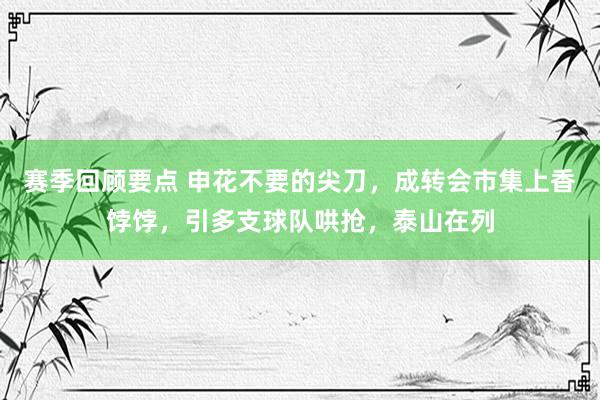 赛季回顾要点 申花不要的尖刀，成转会市集上香饽饽，引多支球队哄抢，泰山在列