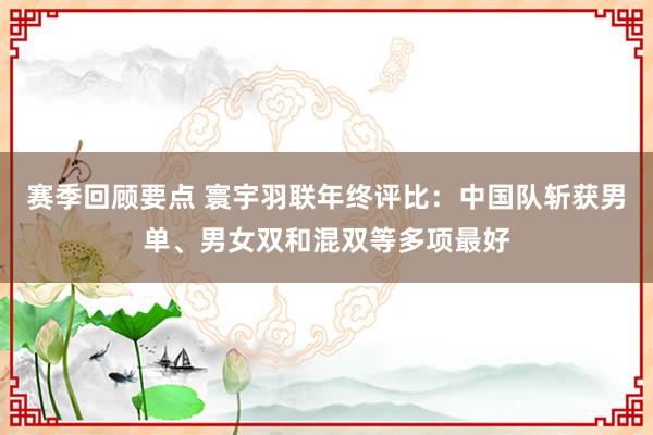 赛季回顾要点 寰宇羽联年终评比：中国队斩获男单、男女双和混双等多项最好