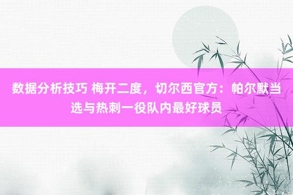 数据分析技巧 梅开二度，切尔西官方：帕尔默当选与热刺一役队内最好球员